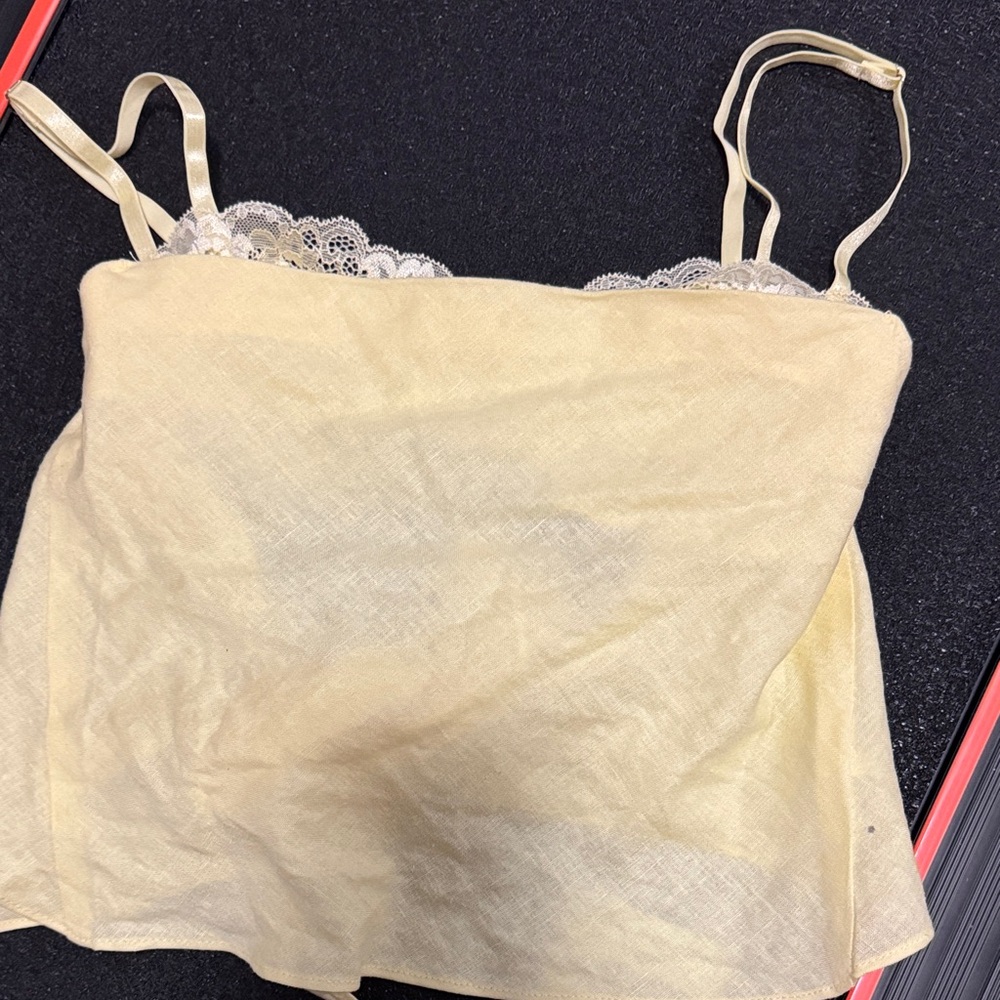 White Fox Tell Me about it topYellow Lace Trim Camisole